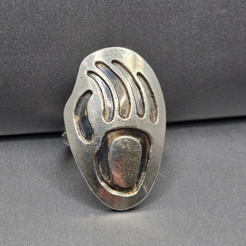 VTG Sterling Silver Bear Paw Statement Ring Size 6.5 Native American Style 6.76g